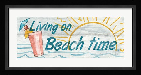 Framed Living on Beach Time Print