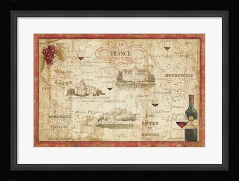 Framed Wine Map Print
