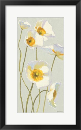 Framed White on White Poppies Panel I Print