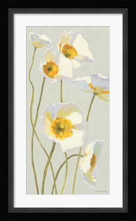 Framed White on White Poppies Panel I Print
