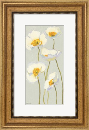 Framed White on White Poppies Panel II Print