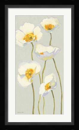 Framed White on White Poppies Panel II Print