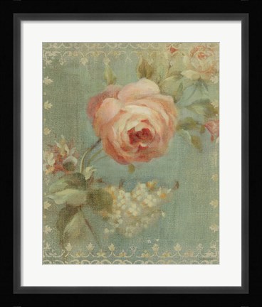 Framed Rose on Sage Print