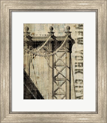 Framed Vintage NY Manhattan Bridge Print