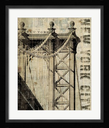 Framed Vintage NY Manhattan Bridge Print