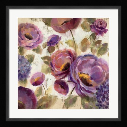 Framed Blue and Purple Flower Song II Print