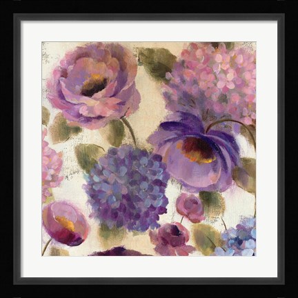Framed Blue and Purple Flower Song III Print