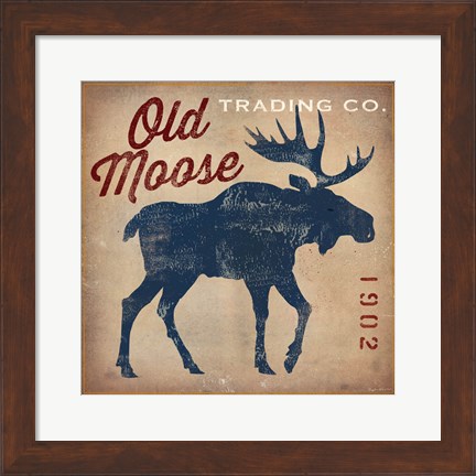 Framed Old Moose Trading Co.Tan Print