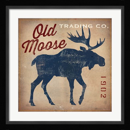 Framed Old Moose Trading Co.Tan Print