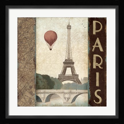 Framed City Skyline Paris Vintage Square Print
