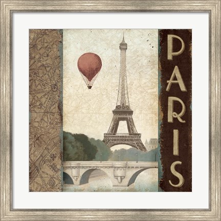 Framed City Skyline Paris Vintage Square Print