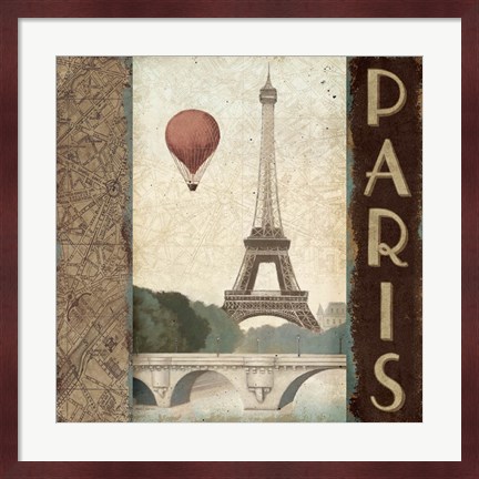 Framed City Skyline Paris Vintage Square Print