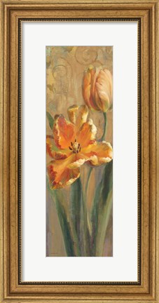 Framed Parrot Tulips on Gold I Print
