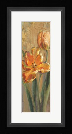Framed Parrot Tulips on Gold I Print
