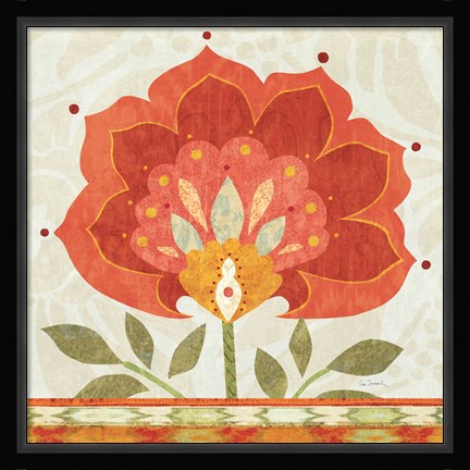 Framed Ikat Bloom I Print