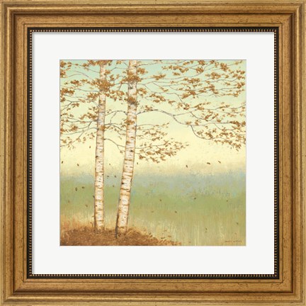 Framed Golden Birch I with Blue Sky Print