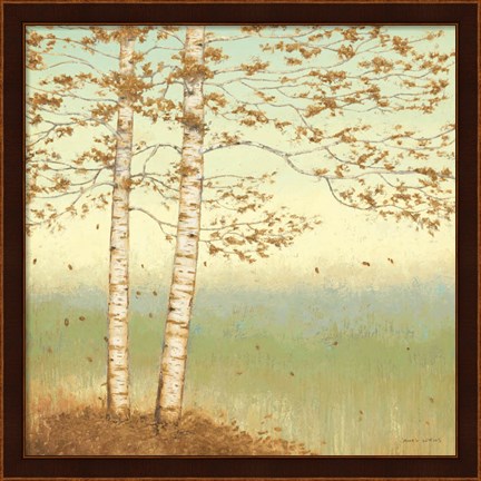 Framed Golden Birch I with Blue Sky Print