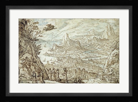Framed Extensive Estuary Landscape with the Story of Mercury and Herse Print
