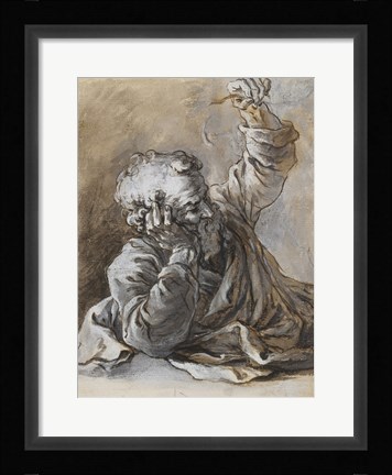 Framed Reclining Old Man Print