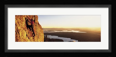 Framed USA, Wyoming, Grand Teton Park, climber Print