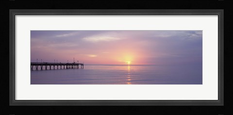 Framed Pier in the ocean at sunset, Caspersen Beach, Sarasota County, Venice, Florida, USA Print