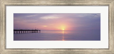 Framed Pier in the ocean at sunset, Caspersen Beach, Sarasota County, Venice, Florida, USA Print