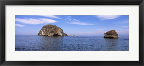 Framed Two large rocks in the ocean, Los Arcos, Bahia De Banderas, Puerto Vallarta, Jalisco, Mexico Print