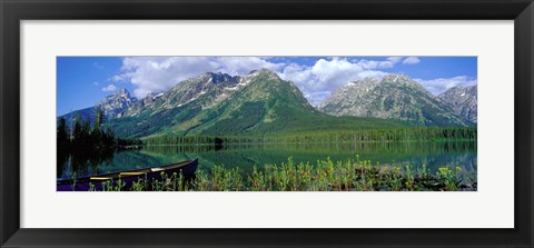 Framed Canoe Leigh Lake, Grand Teton National Park Print
