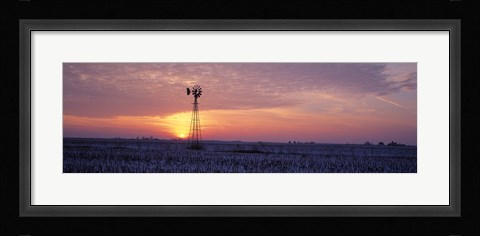 Framed Windmill Cornfield Edgar County IL USA Print