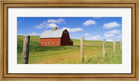 Framed Barn in a field Print