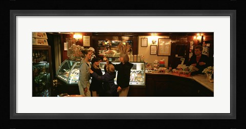 Framed Mother With Her Children In An Ice-Cream Parlor, Florence, Italy Print