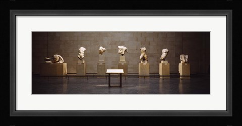 Framed Elgin Marbles display in a museum, British Museum, London, England Print