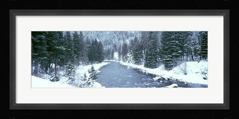 Framed USA, Montana, Gallatin River, winter Print