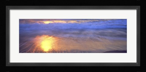 Framed Reflection of sun in water on the beach, La Jolla, California, USA Print