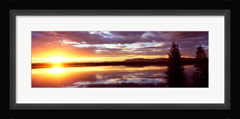 Framed Storm clouds over a lake at sunrise, Jenny Lake, Grand Teton National Park, Wyoming, USA Print