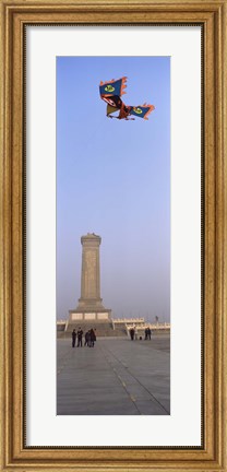 Framed Tourists in front of a monument, Beijing Monument To The People&#39;s Heroes, Tiananmen Square, Beijing, China Print
