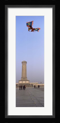 Framed Tourists in front of a monument, Beijing Monument To The People's Heroes, Tiananmen Square, Beijing, China Print