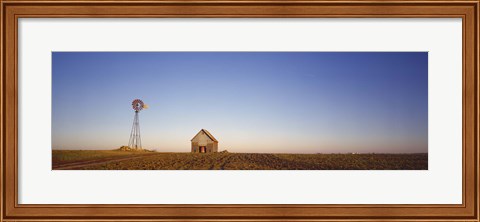 Framed Farmhouse and Windmill in a Field, Illinois Print
