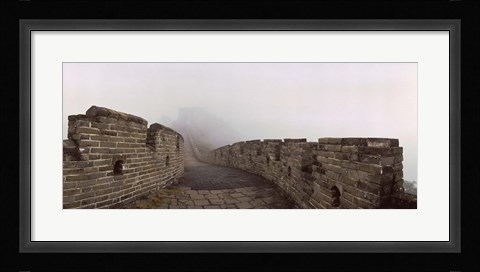 Framed Fortified wall in fog, Great Wall of China, Mutianyu, Huairou County, China Print