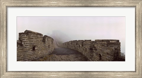 Framed Fortified wall in fog, Great Wall of China, Mutianyu, Huairou County, China Print