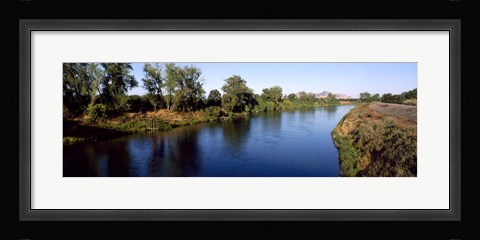 Framed River with a mountain in the background, Sacramento River, Sutter Butte, California, USA Print
