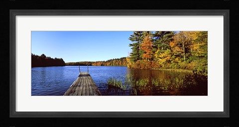 Framed Fall colors along a New England lake, Goshen, Hampshire County, Massachusetts, USA Print