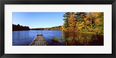 Framed Fall colors along a New England lake, Goshen, Hampshire County, Massachusetts, USA Print