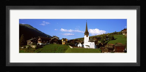Framed Swiss village in Rhone Valley, Switzerland Print