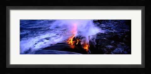 Framed Lava flowing from a volcano, Kilauea, Hawaii Volcanoes National Park, Big Island, Hawaii, USA Print