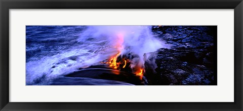 Framed Lava flowing from a volcano, Kilauea, Hawaii Volcanoes National Park, Big Island, Hawaii, USA Print