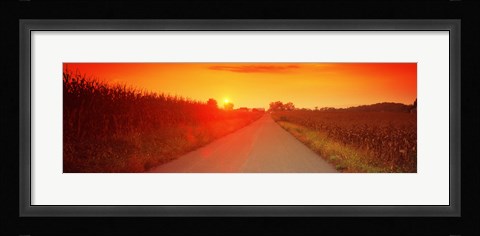 Framed Country road at sunset, Milton, Northumberland County, Pennsylvania, USA Print