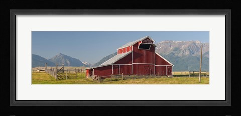 Framed Barn in a field with a Wallowa Mountains in the background, Joseph, Wallowa County, Oregon, USA Print