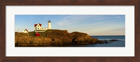 Framed Lighthouse on the coast, Cape Neddick Lighthouse, Cape Neddick, York, Maine, USA Print