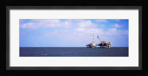 Framed Natural gas drilling platform in Mobile Bay, Alabama, USA Print